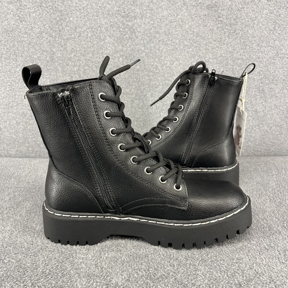 Sincerely Jules Harley Chunky Combat Leather Boots Women's‎ 7 M Black - Picture 12 of 13